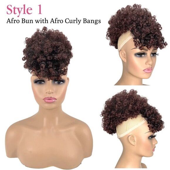 Afro Puff Ponytail Extensions Synthetic Curly Drawstring Hair Updo for Black Wom main image 5
